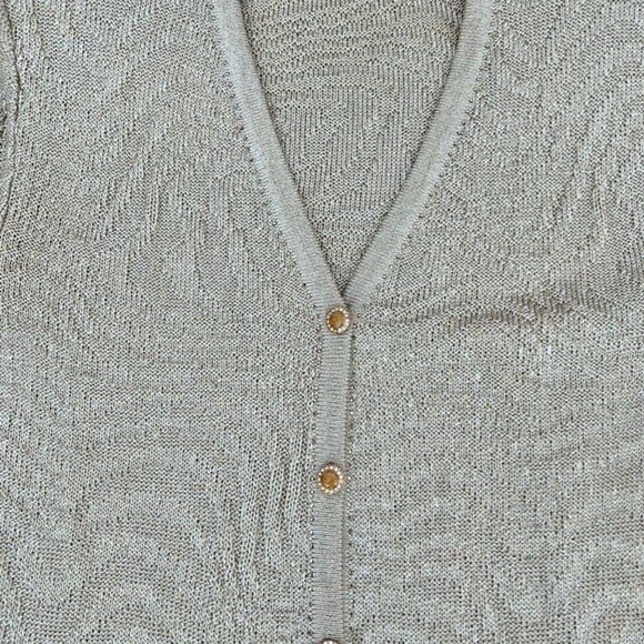 St. John light gold sequin beaded long blazer/ cardigan  jacket size 12/ 02 - Picture 3 of 4